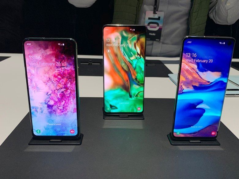 左起：S10e、S10+及S10屏幕分別達到5.8吋、6.4吋及6.1吋。（圖源：互聯網）