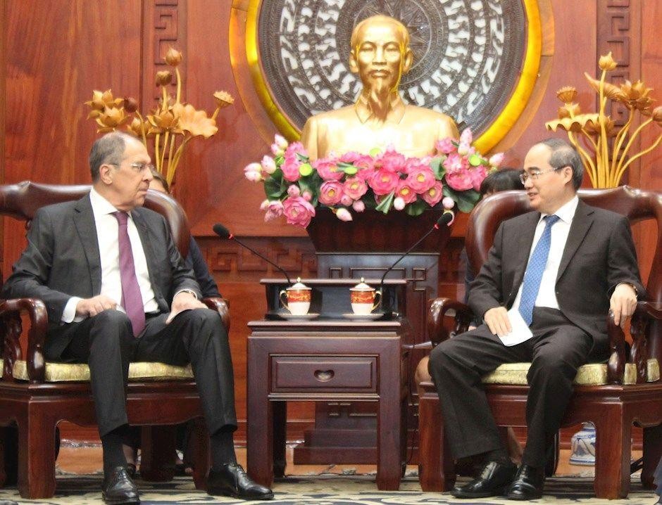 市委書記阮善仁接見俄國外交部長。（圖源：hcmcpv）