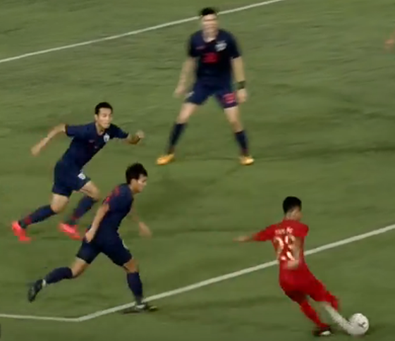 印尼隊(紅衣)-泰國隊比賽一瞥。（圖源：互聯網）