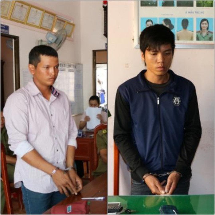 被拘押的2名嫌犯堅貴(左圖)和黎懷恨。(圖源:茶榮公安廳)