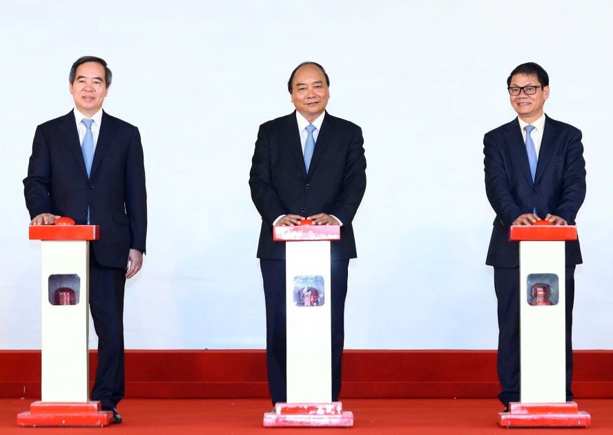 阮春福總理出席朱萊開放經濟區多項目動工儀式。(圖源:越通社)
