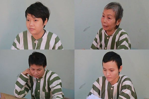涉嫌平陽省水泥封屍案的4名嫌犯,從上至下左起為范氏天霞、鄭氏紅花、阮玉心軒及黎玉芳草。(圖源:T.P)