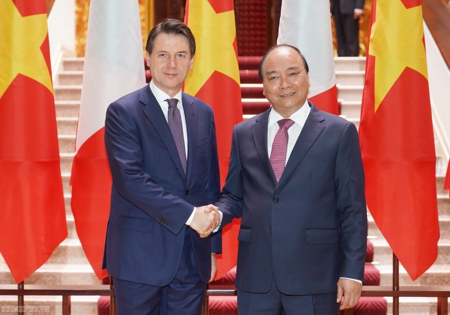 政府總理阮春福與意大利總理朱塞佩會談。（圖源：Chinhphu.vn）