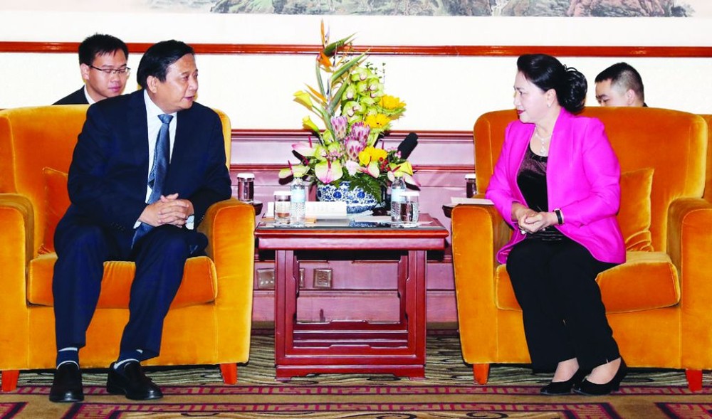 國會主席阮氏金銀在北京接見中企領導 ảnh 1