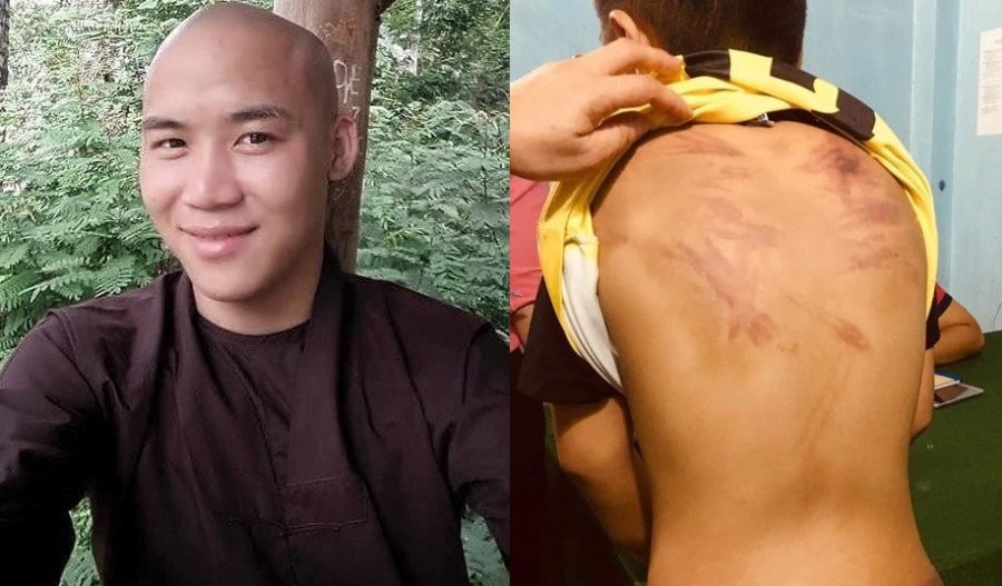 左圖：涉嫌“蓄意傷人”犯罪的嫌疑人梁越德被起訴；右圖：遭毒打虐待的男童T.V.Đ.K。（圖源：Zing）