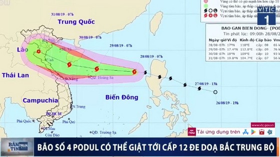 ４號颱風朝中部移動。（圖源：VTC視頻截圖）