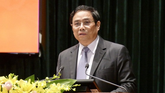 黨中央政治局委員、黨中央書記、中央組織部長范明政在研討會上發表講話。（圖源：黎堅）