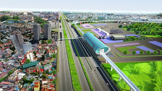 東區車站的高架橋配景圖。（圖源：市交通運輸廳）