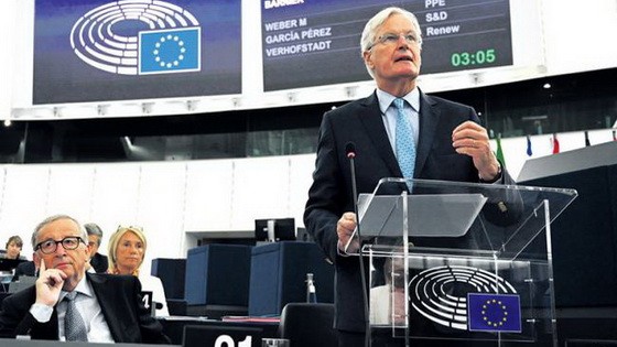 9月18日，英國脫歐事務談判的首席代表巴尼爾在位於法國斯特拉斯堡的歐洲議會上發言。 （圖源：AFP）