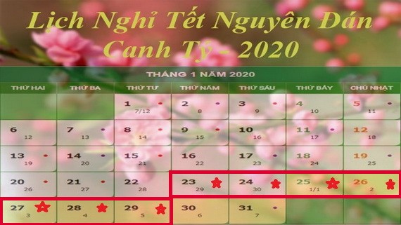 2020 庚子年春節休假７天。（圖源：互聯網）