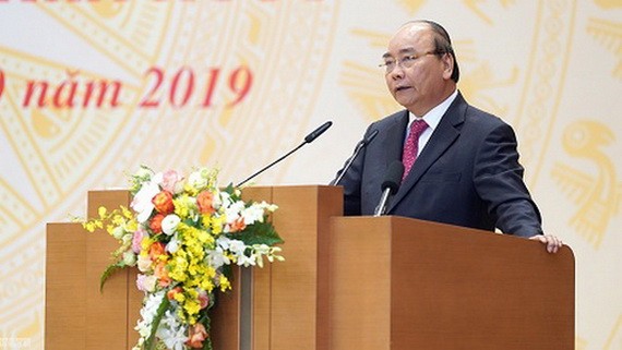 阮春福總理在會議上致詞。（圖源：光孝）