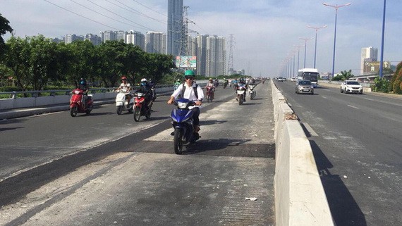 西貢橋上的兩三輪車車道由6.3米拓寬至10.5米。（圖源：秋容）