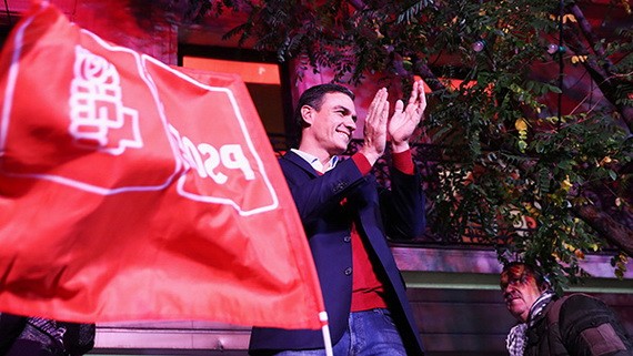 當地時間2019年11月10日，西班牙馬德里，看守政府首相佩德羅·桑切斯對支持者發表講話。（圖源：互聯網）