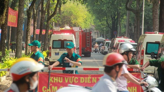 消防演習區域已被封鎖。（圖源：孟豐）