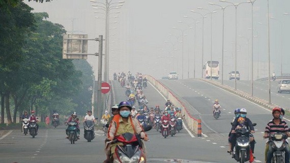 平新郡武文傑街區域天空因灰塵而變得灰濛濛。