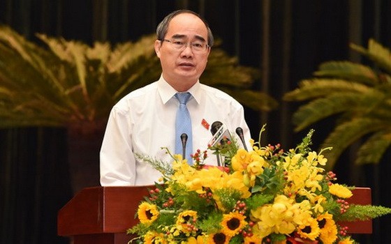 市委書記阮善仁發表指導意見。（圖源：越勇）