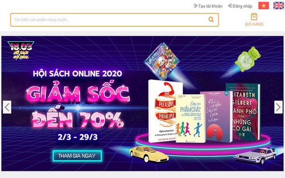 自本月2至29日期間，市書籍發行公司(FAHASA)在Fahasa.com網站舉辦2020年Fahasa 網上書展活動。（圖源：Fahasa網站截圖）