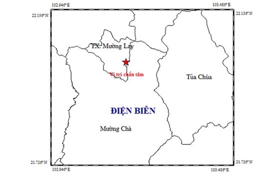 圖中星號表示震中位置。（圖源：地球物理院）