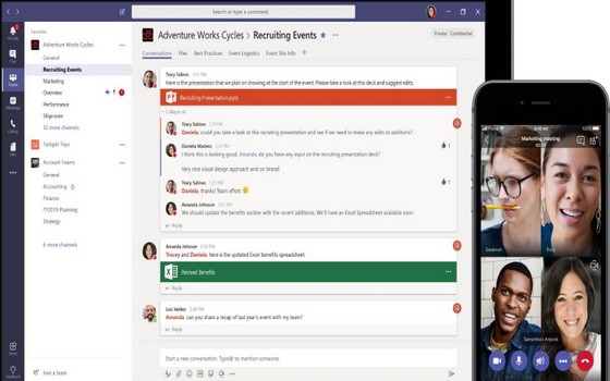 微軟公司表示，由於爆發2019冠狀病毒疾病大流行，人們改用網絡通訊互動，微軟視訊會議軟體Teams3月份通話量爆增1000%。（圖源：互聯網）