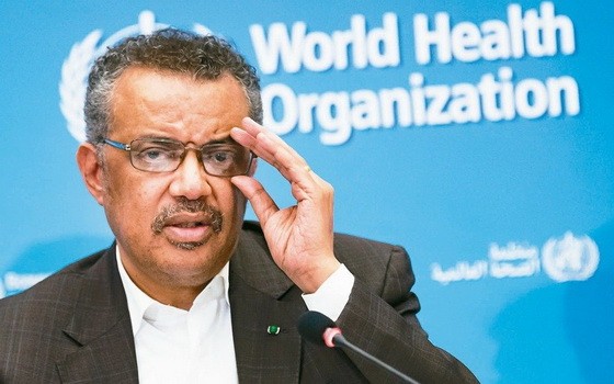 世界衛生組織秘書長譚德塞感謝英國援助。（圖源：歐新社）