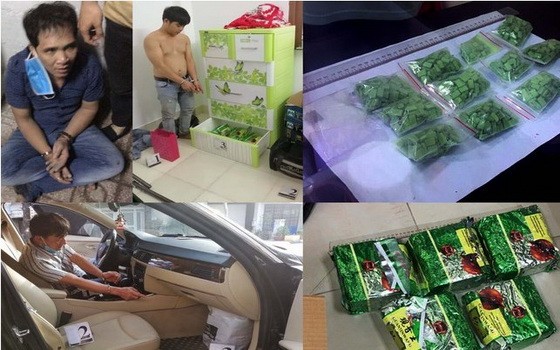 被抓獲的涉案嫌犯及毒品物證。（圖源：警方提供）