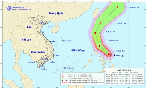 圖為「黃蜂」颱風移動方向。（圖源：國家水文氣象預報中心）