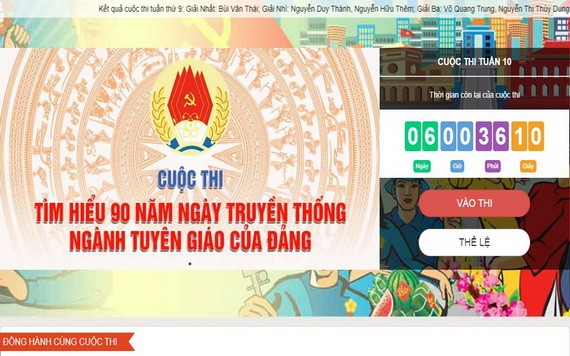 由VCNET網站展開的“瞭解黨宣教部門傳統日90週年”比賽目前進入第十週賽程。（圖源：網站截圖）