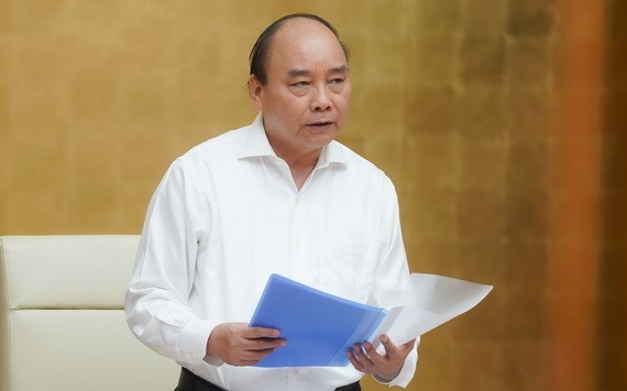 政府總理阮春福在政府常務會議上發表講話。(圖源:光孝)