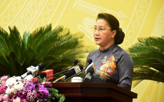 國會主席阮氏金銀。(圖源:VOV)