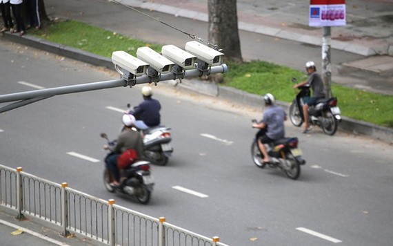 圖為安裝在第一郡陳興道街上的治安監控視頻。(圖源:玉陽)