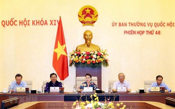 國會主席阮氏金銀（中）主持上一次會議。（圖源：越通社）