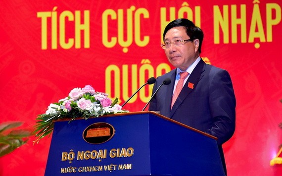 外交部長范平明在會上致詞。(圖源:維進)