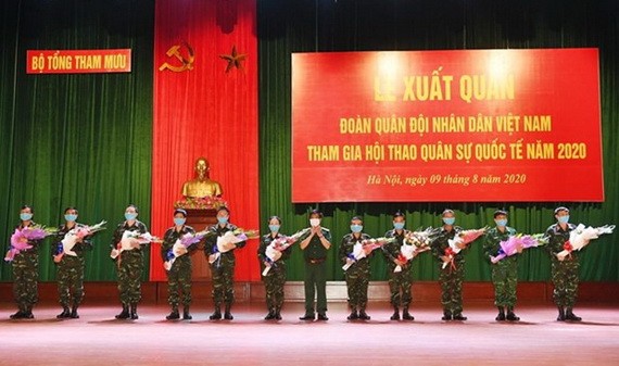 我國人民軍代表團參加國際軍事比賽的出征儀式。（圖源：互聯網）