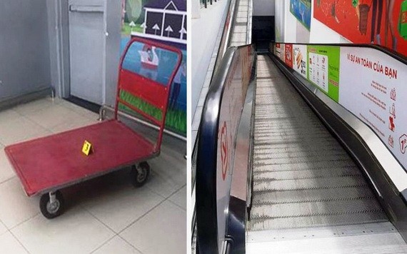 肇事的搬貨手推車（左圖）及事發地點。（圖源：寶雯）