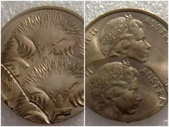 罕見的兩面雙重壓印的5分硬幣。（圖源：互聯網）