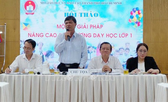 市教育與培訓廳副廳長阮文孝在討論會上發言。（圖源：越通社）