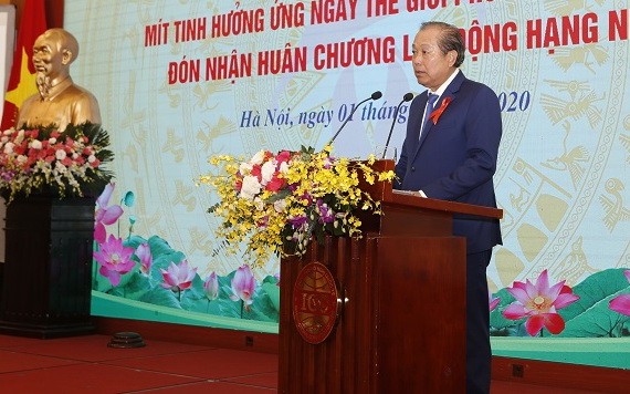 政府常務副總理張和平在會上致詞。（圖源：藍玉）