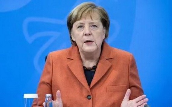 德國總理默克爾在記者會上。（圖源：互聯網）