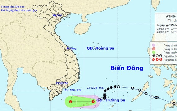 14號颱風減弱成熱帶低氣壓。圖為熱低壓的移動方向。（圖源：國家水文氣象預報中心）
