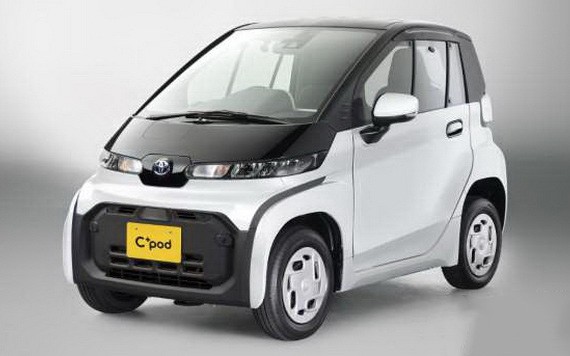 豐田雙座超小型電動汽車(EV)“C+pod”。(圖源:共同社)