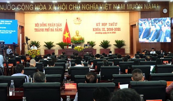 2016-2021年任期第九屆峴港市人民議會會議現場。（圖源：峴港市新聞網）