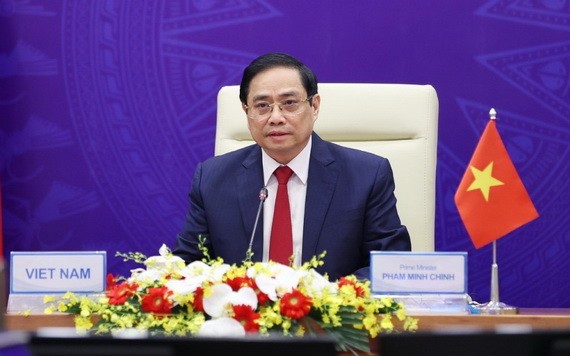 政府總理范明政會上發言。（圖源：越通社）