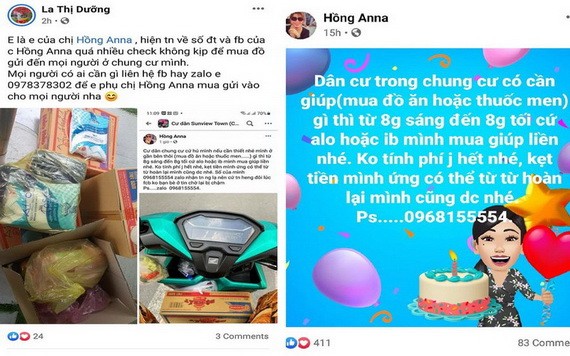 阮氏紅蓉與羅氏養在社交網站上刊登關於代為購物的內容。(截屏圖片)