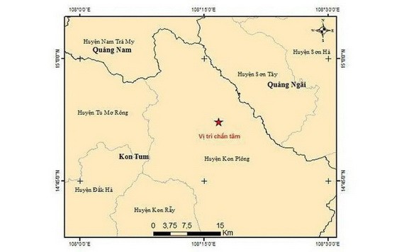 圖中星號表示震中位置。（圖源：地球物理院）