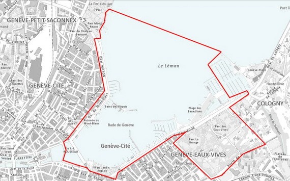 美俄峰會在日內瓦市中心劃出的安全區（圖源：日內瓦州政府）