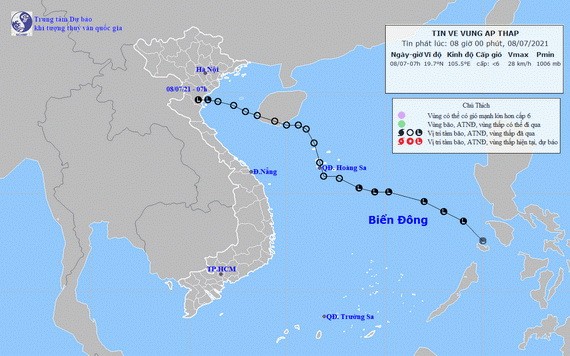 熱帶低氣壓的移動方向。(圖源:國家水文氣象預報中心)