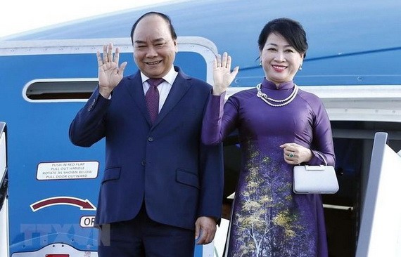 國家主席阮春福與夫人。(圖源:越通社)