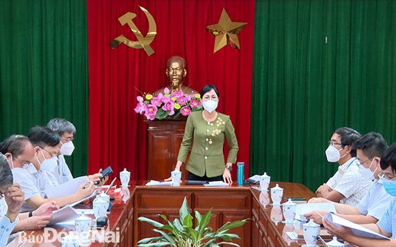 同奈省人委會副主席阮氏煌在會議上發言。（圖源：同奈報）