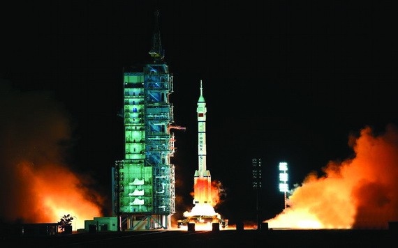 神舟十三號載人飛船發射取得圓滿成功。（圖源：新華社） 