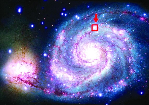 圖中方框處顯示的為新發現的候選系外行星所在的位置。（圖源: NASA）